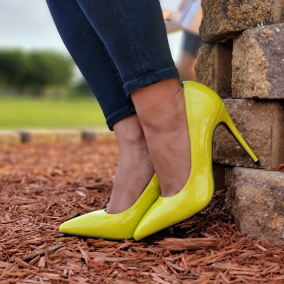 Neon Lights Stiletto Heels Slip On Shoes Pointed - Picture 5 of 6